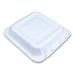 ChampWare Molded-Fiber Clamshell Containers, 9 x 9 x 3, White, 100/Sleeve, 2 Sleeves/Carton