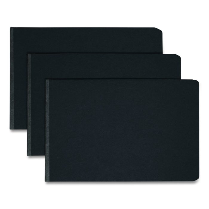 15070613 Prong Fastener Premium Pressboard Report Cover, Two-Piece Prong Fastener, 3" Capacity, 11 X 17, Black/black - Image 1