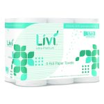 Kitchen Roll Towel, 2-Ply, 5" x 11", White, 6 Rolls/Pack, 4 Packs/Carton