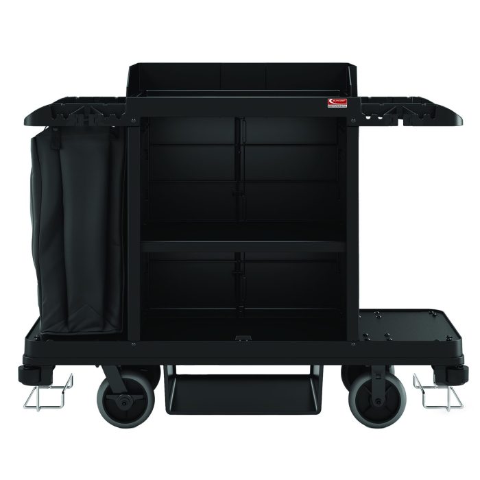 15036043 Standard Housekeeping Cart, Plastic, 1 Shelf, 24" x 62.13" x 49.75", Black - Image 1