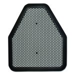 Urinal Mat, Shield-Shaped, Black Non-Slip Perforated Surface, 20.75" x 18.5", 6/Carton