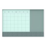 3N1 Magnetic Glass Dry Erase Combo Board, Monthly Planning, 24 x 18 (Actual Size: 23 x 17), Gray/White Surface, White Frame