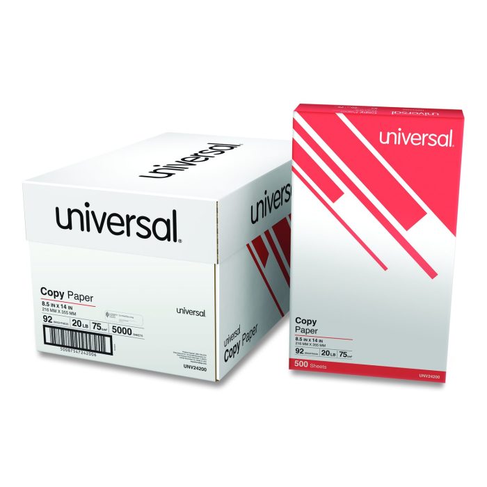 833231 Legal Size Copy Paper, 92 Bright, 20 lb Bond Weight, 8.5 x 14, White, 500 Sheets/Ream, 10 Reams/Carton - Image 1