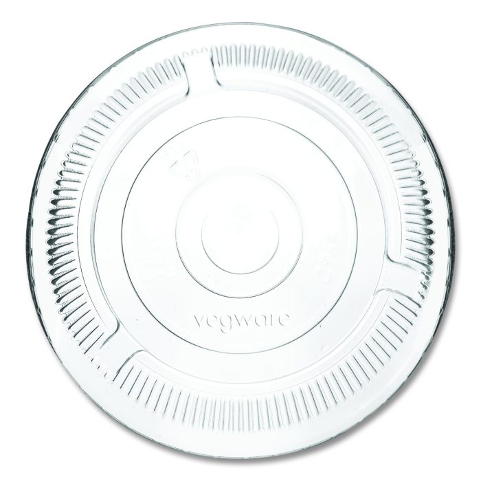 890818 96 Series Cold Cup Lids, Fits Vegware 96-Series Cold Cups, Plastic, Clear, 1,000/Carton - Image 1