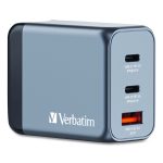 65 W 3-Port GaN Wall Charger, Black/Gray