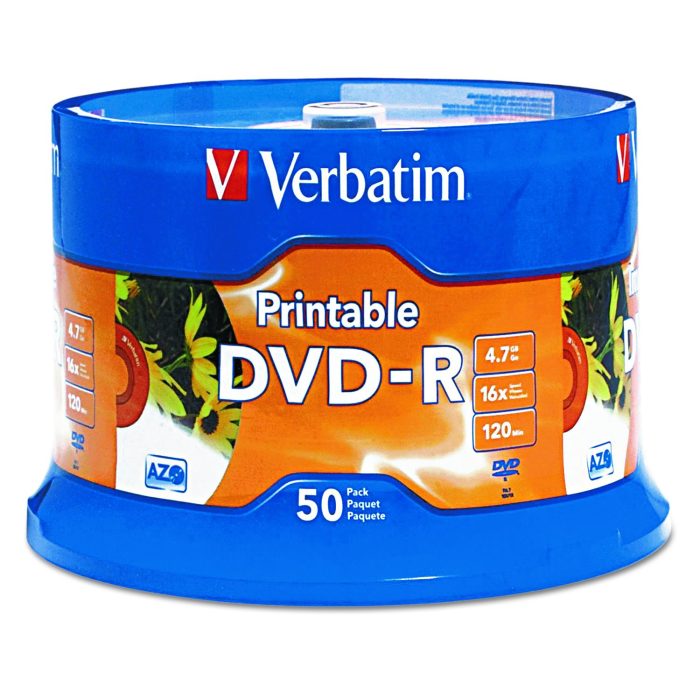 146036 Dvd-R Recordable Disc, 4.7 Gb, 16x, Spindle, White, 50/pack - Image 1