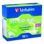 CD-RW High-Speed Rewritable Disc, 700 MB/80 min, 12x, Slim Jewel Case, Silver, 10/Pack