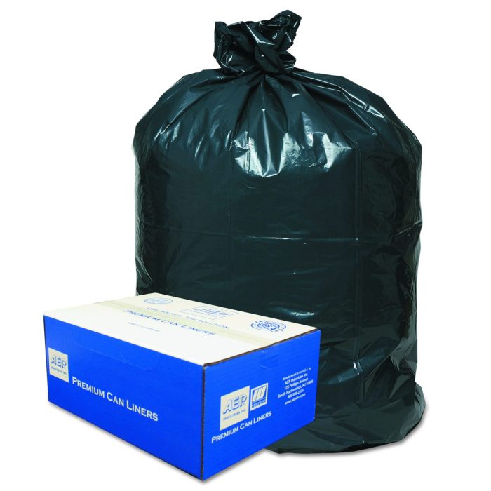 204907 Linear Low-Density Can Liners, 33 gal, 0.63 mil, 33" x 39", Black, 25 Bags/Roll, 10 Rolls/Carton - Image 1
