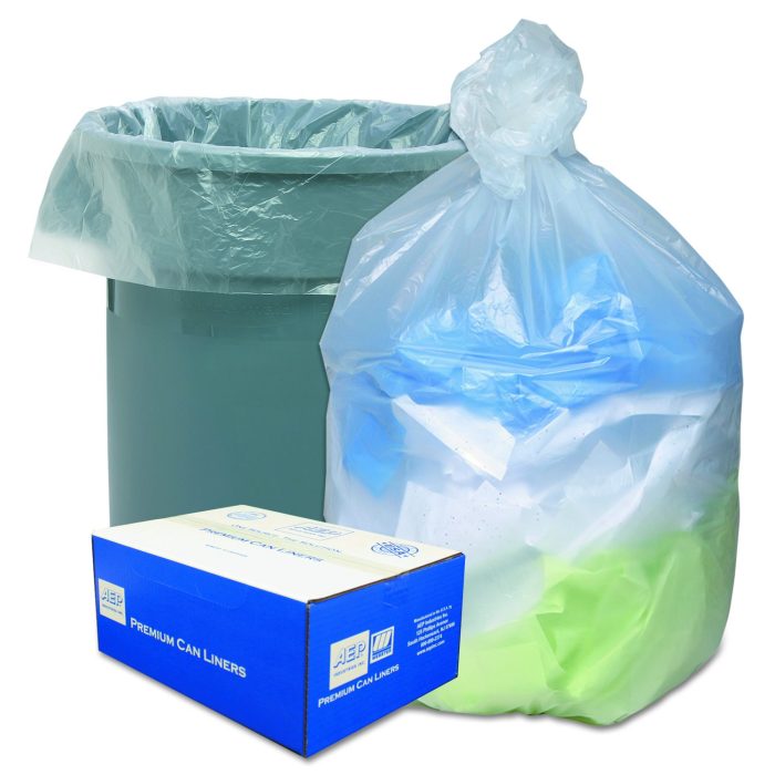 204899 Can Liners, 60 gal, 14 mic, 38" x 60", Natural, 20 Bags/Roll, 10 Rolls/Carton - Image 1