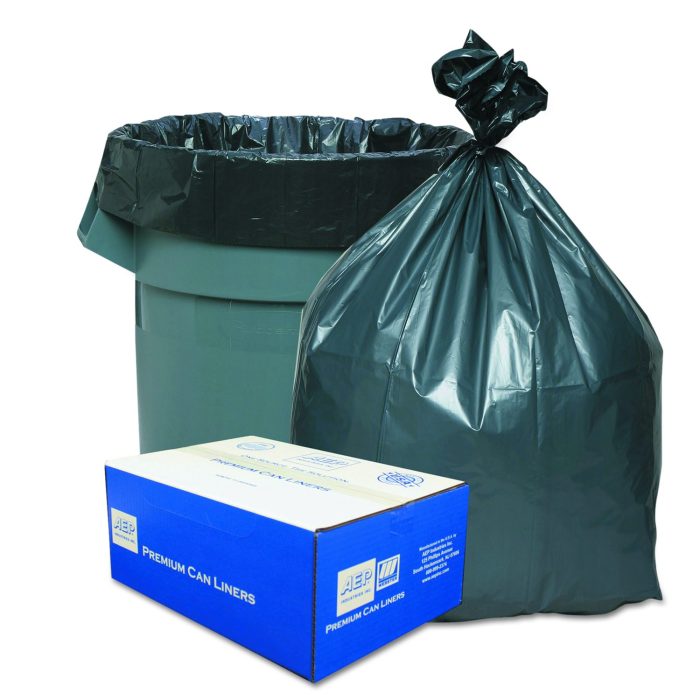 206154 Can Liners, 56 gal, 1.55 mil, 43" x 48", Gray, 10 Bags/Roll, 5 Rolls/Carton - Image 1