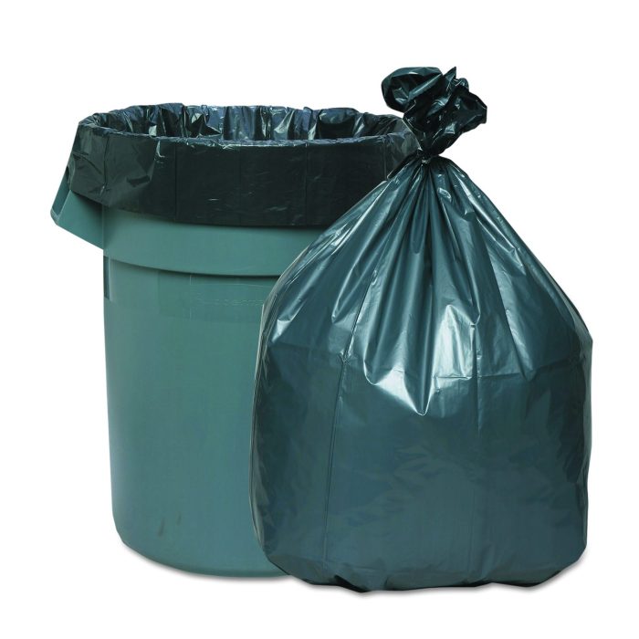206140 Can Liners, 60 gal, 1.55 mil, 39" x 56", Gray, 5 Bags/Roll, 5 Rolls/Carton - Image 1