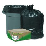 Linear Low Density Recycled Can Liners, 56 gal, 2 mil, 43" x 47", Black, 10 Bags/Roll, 10 Rolls/Carton