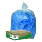 Linear Low Density Clear Recycled Can Liners, 45 gal, 1.5 mil, 40" x 46", Clear, 10 Bags/Roll, 10 Rolls/Carton