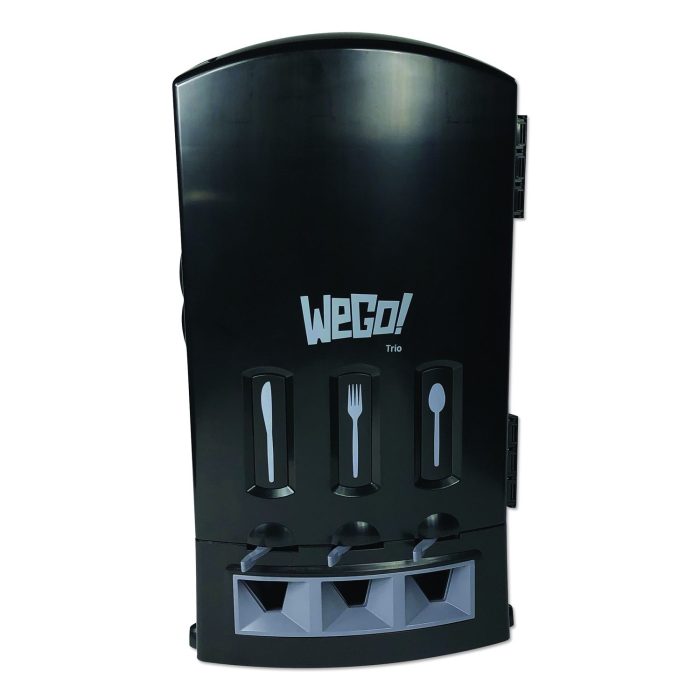 638591 Trio Utensil Dispenser, Holds 100 Forks/100 Knives/100 Spoons, 13.39 x 15.75 x 23.62, Black - Image 1