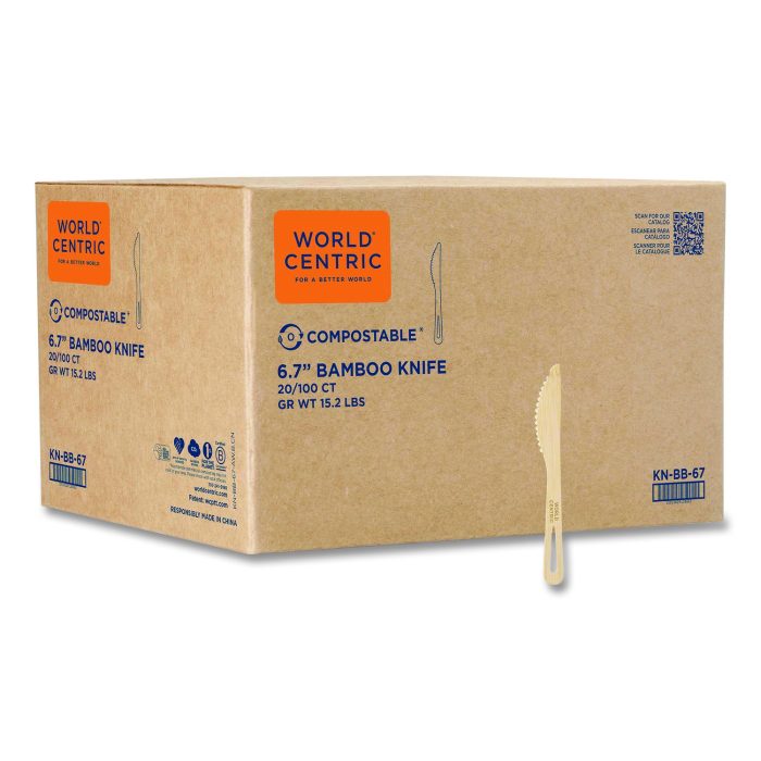 15180374 Bamboo Cutlery, Knife, Paper, Natural, 2,000/Carton - Image 1