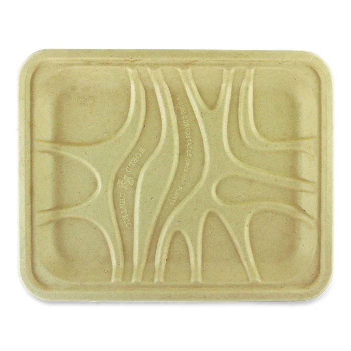 872555 Fiber Meat and Produce Trays, 7.1 x 9.1 x 0.7, Natural, Paper, 500/Carton - Image 1