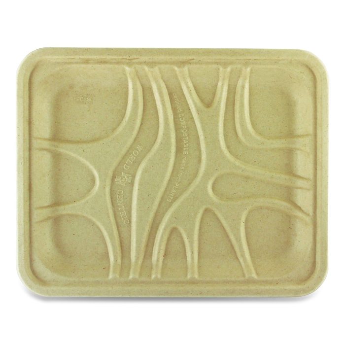 669893 Laminated Fiber Meat and Produce Trays, PLA Lined, PFAS Free, 9.1 x 7.1 x 0.7, Natural, Paper, 500/Carton - Image 1