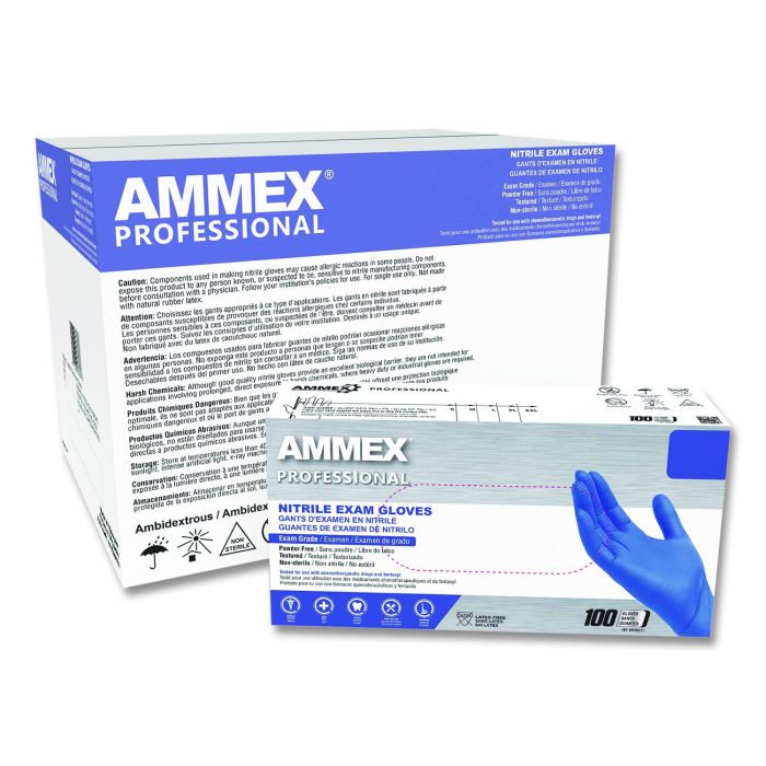 15097124 Nitrile Exam Gloves, Powder-Free, X-Large, 3 mil Thick, 9.5" Long, Blue, 100/Box, 10 Boxes/Carton - Image 1