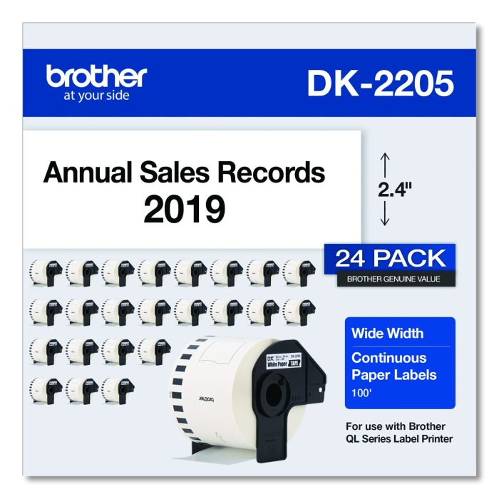 688797 Continuous Paper Label Tape, 2.4" X 100 Ft, White, 24 Rolls/pack - Image 1