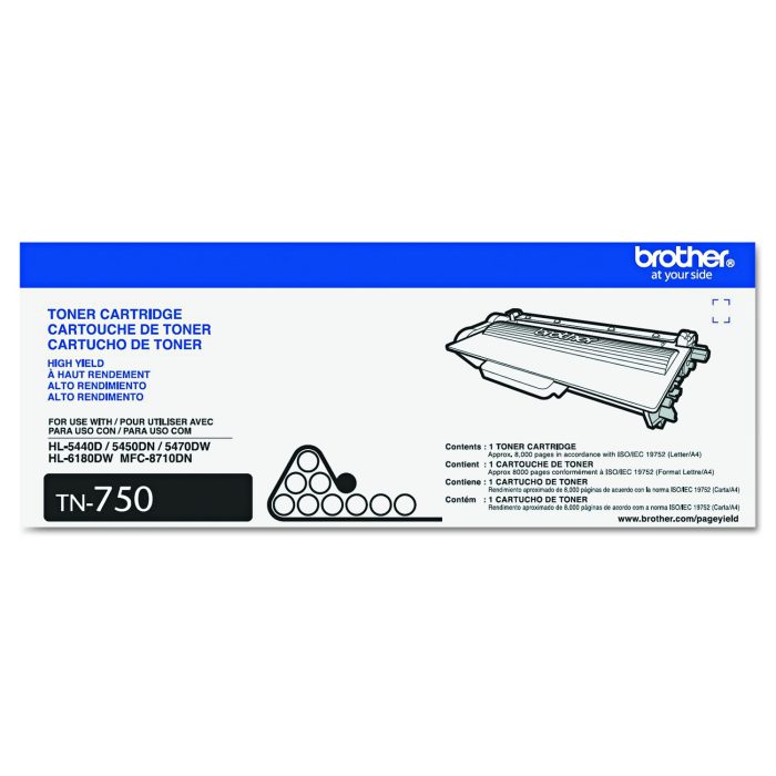 150074 Tn750 High-Yield Toner, 8,000 Page-Yield, Black - Image 1