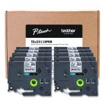 TZe Series Standard Adhesive Laminated Labeling Tape, 0.5", Black on White, 10/Pack