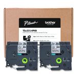 TZe Series Standard Adhesive Laminated Labeling Tape, 0.5", Black on White, 4/Pack