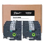 TZe Series Standard Adhesive Laminated Labeling Tape, 0.5", Black on White, 8/Pack
