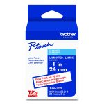 Tze Standard Adhesive Laminated Labeling Tape, 0.94" X 26.2 Ft, Red On White