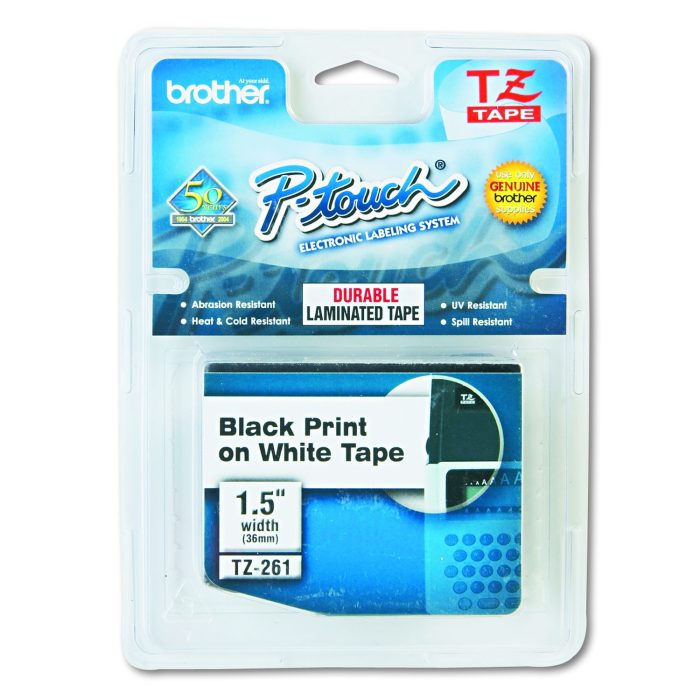 22351 Tze Standard Adhesive Laminated Labeling Tape, 1.4" X 26.2 Ft, Black On White - Image 1