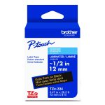Tze Standard Adhesive Laminated Labeling Tape, 0.47" X 26.2 Ft, Gold On Black