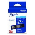 Tze Standard Adhesive Laminated Labeling Tape, 0.47" X 26.2 Ft, White On Black
