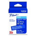 Tze Laminated Removable Label Tapes, 0.47" X 26.2 Ft, White On Blue