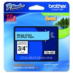 Tze Standard Adhesive Laminated Labeling Tape, 0.7" X 26.2 Ft, Black On Blue