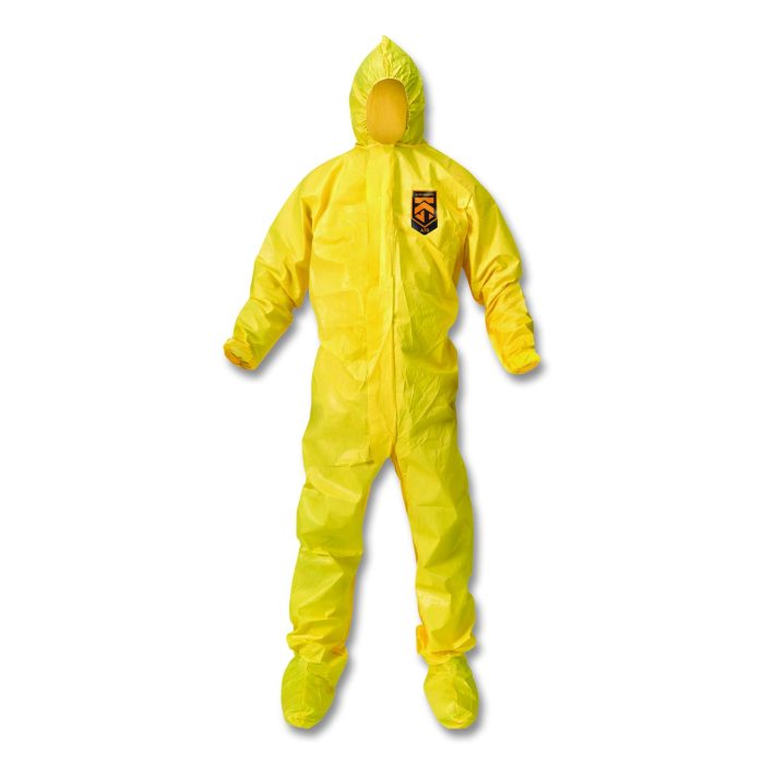 15030581 A70 Chemical Spray Protection Coveralls, Elastic Wrists, Ankles, Hood and Boots, 2X-Large, Yellow, 12/Carton - Image 1