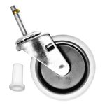 Replacement Bayonet-Stem Swivel Casters, Push and Lock Stem (0.44" x 2"), 4" Soft Rubber Wheel, Black/Gray/Silver