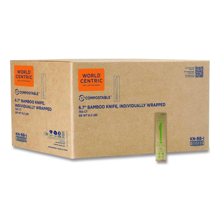 15180401 Bamboo Cutlery, Knife, Paper, Natural, 750/Carton - Image 1