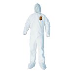 A40 Elastic-Cuff, Ankle, Hood And Boot Coveralls, Large, White, 25/carton