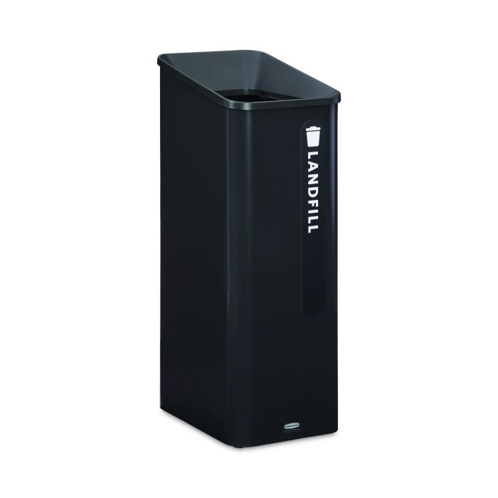 750258 Sustain Decorative Refuse with Recycling Lid, 15 gal, Metal/Plastic, Black - Image 1