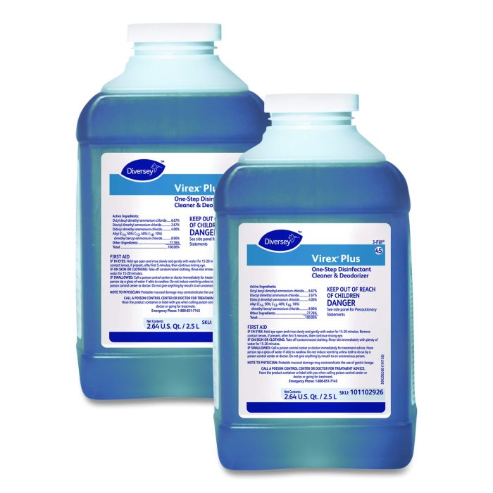 15151341 Virex Plus One-Step Disinfectant Cleaner, Unscented, 2.5 L Bottle, 2/Carton - Image 1