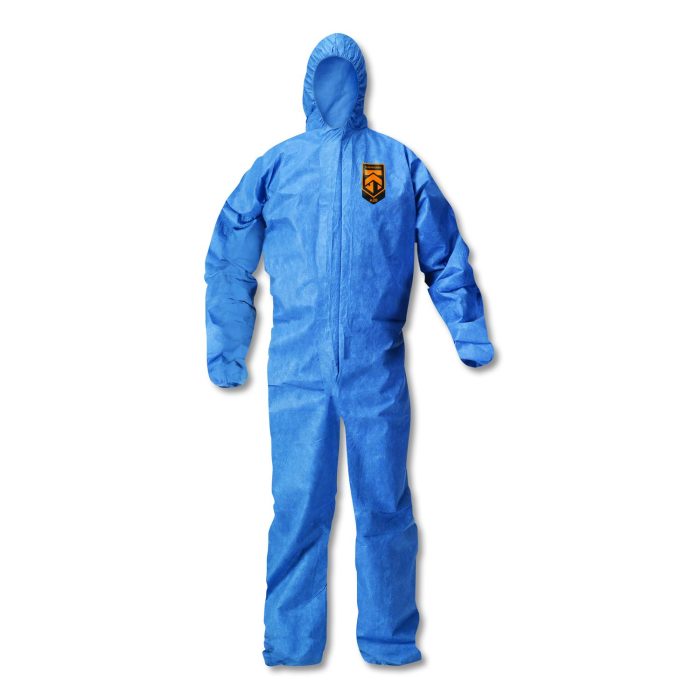 606932 A20 Elastic Back Wrist/ankle Hooded Coveralls, Large, Blue, 24/carton - Image 1