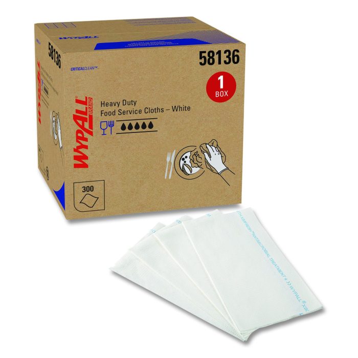 15176918 Heavy-Duty Foodservice Cloths, 1-Ply, 12.5 x 15, White, 300 Sheets/Box - Image 1