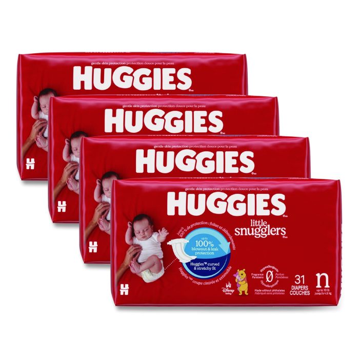 15182458 Little Snugglers Baby Diapers, Size 0 to Newborn, 1 lbs to 10 lbs, Disney Design, 31 Diapers/Pack, 4 Packs/Carton - Image 1