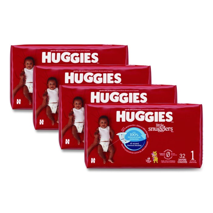 15182461 Little Snugglers Baby Diapers, Size 1, 8 lbs to 14 lbs, Disney Design, 32 Diapers/Pack, 4 Packs/Carton - Image 1
