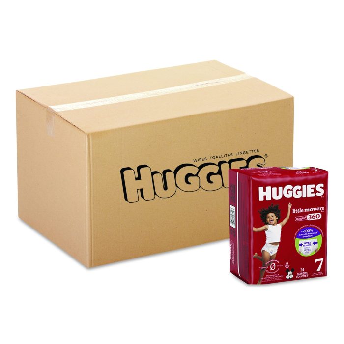 15182594 Little Movers HuggFit 360 Degree, Size 7, Over 41 lbs, Disney Design, 14 Diapers/Pack, 4 Packs/Carton - Image 1