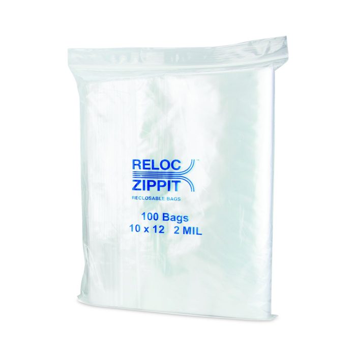 800059 Zippit Resealable Bags, 2 mil, 10 x 12, Clear, 100 Bags/Pack, 10 Packs/Carton - Image 1