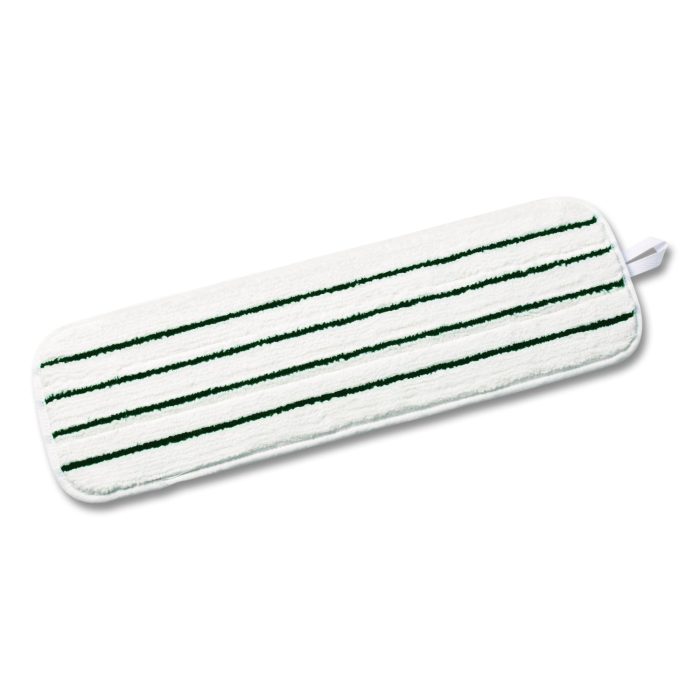 833757 Microfiber Flat Mop, 18", White/Stripes, Microfiber Pad, 100/Carton - Image 1