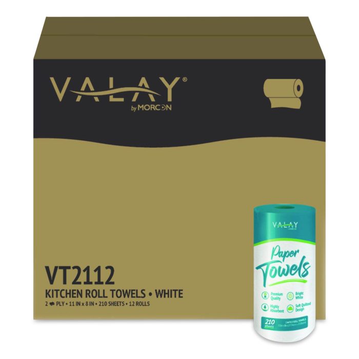 15168648 Kitchen Roll Towel, 2-Ply, 8 x 11, White, 210 Sheets/Roll, 12 Rolls/Carton - Image 1