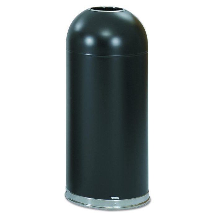 269926 Dome Top Receptacle with Open Top, 15 gal, Steel, Black - Image 1