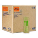 NoTree Cutlery, Light Mediumweight, Fork/Knife/Spoon/Napkin, Paper, Natural, 250/Carton