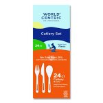 TPLA Cutlery, Medium Heavyweight, Fork/Knife/Spoon, Plastic, Light Beige, 24/Pack